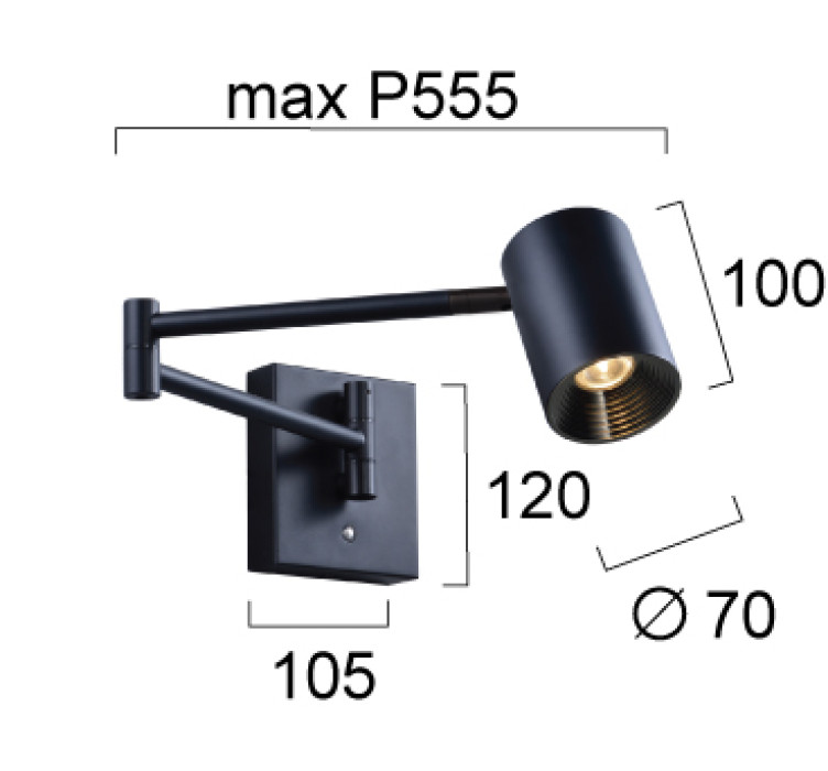 Настінне бра LED Adjustable Melina Black2